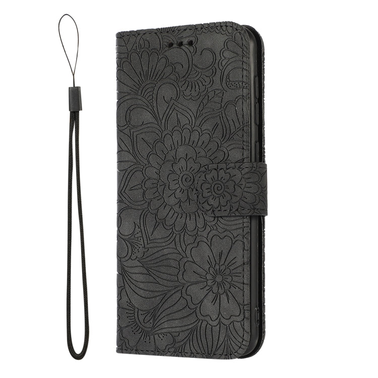 For Samsung Galaxy A30s Skin Feel Embossed Sunflower Horizontal Flip Leather Case with Holder & Card Slots & Wallet & Lanyard(Black) by buy2fix