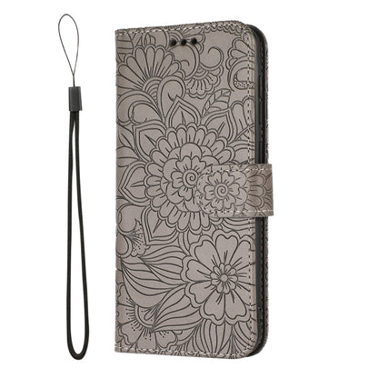 For Samsung Galaxy A30s Skin Feel Embossed Sunflower Horizontal Flip Leather Case with Holder & Card Slots & Wallet & Lanyard(Gray) - Galaxy Phone Cases by buy2fix | Online Shopping UK | buy2fix
