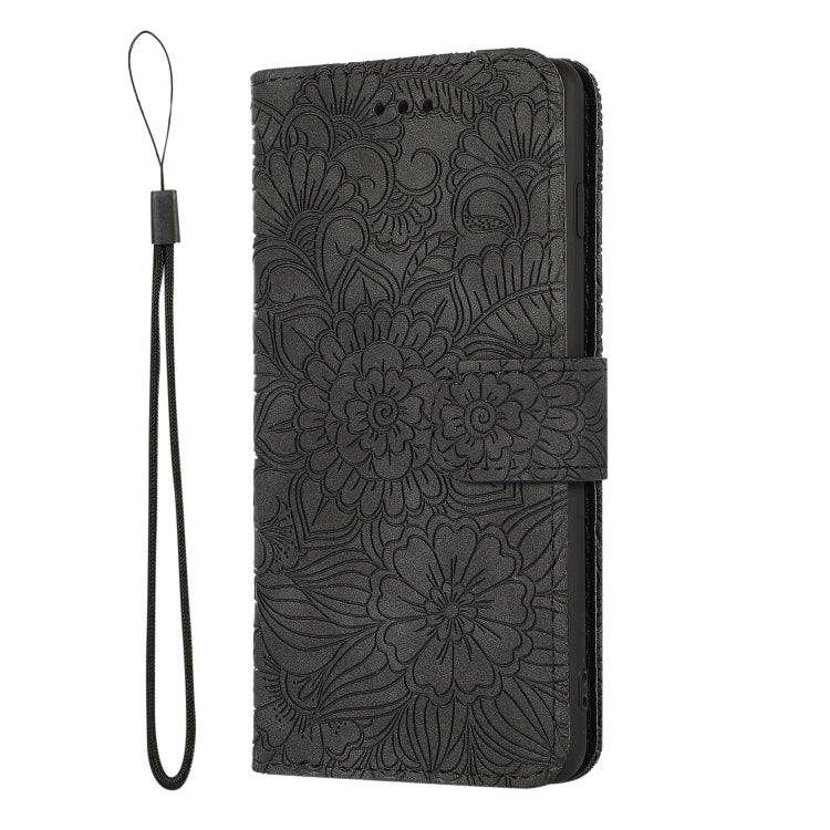 For Samsung Galaxy S10+ Skin Feel Embossed Sunflower Horizontal Flip Leather Case with Holder & Card Slots & Wallet & Lanyard(Black) by buy2fix