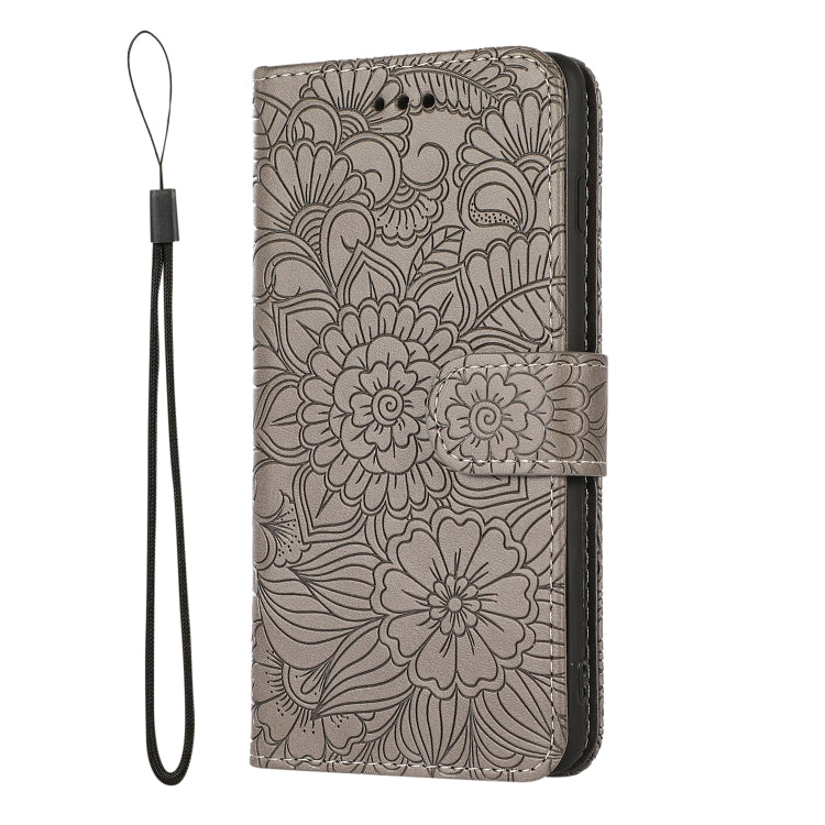 For Samsung Galaxy S10+ Skin Feel Embossed Sunflower Horizontal Flip Leather Case with Holder & Card Slots & Wallet & Lanyard(Gray) by buy2fix