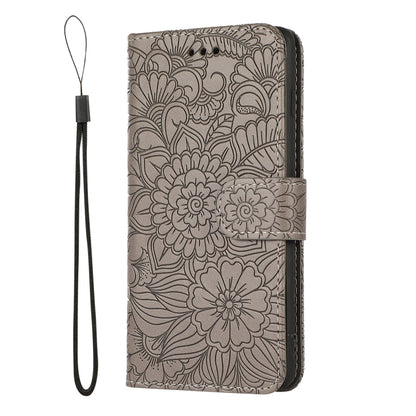 For Samsung Galaxy S10+ Skin Feel Embossed Sunflower Horizontal Flip Leather Case with Holder & Card Slots & Wallet & Lanyard(Gray) by buy2fix