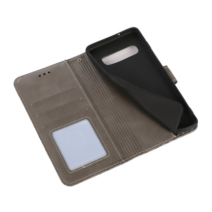 For Samsung Galaxy S10+ Skin Feel Embossed Sunflower Horizontal Flip Leather Case with Holder & Card Slots & Wallet & Lanyard(Gray) by buy2fix