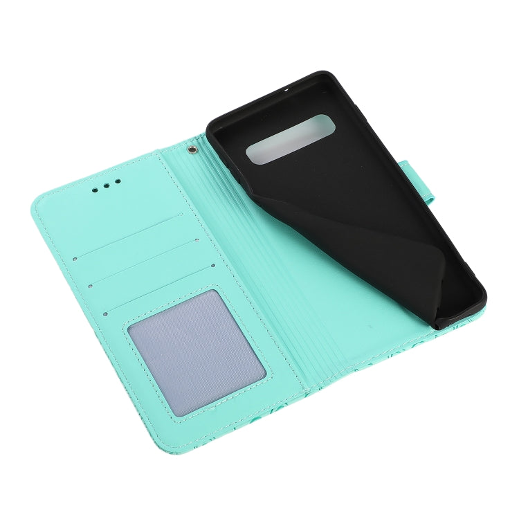 For Samsung Galaxy S10e Skin Feel Embossed Sunflower Horizontal Flip Leather Case with Holder & Card Slots & Wallet & Lanyard(Green) by buy2fix