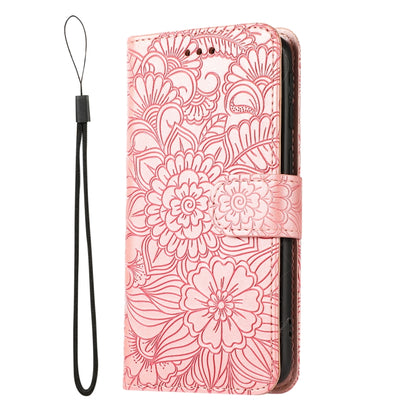 For Samsung Galaxy A40 Skin Feel Embossed Sunflower Horizontal Flip Leather Case with Holder & Card Slots & Wallet & Lanyard(Rose Gold) by buy2fix