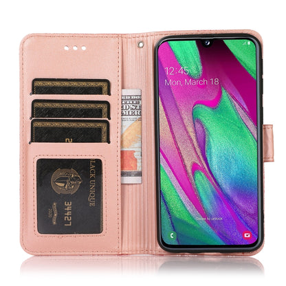 For Samsung Galaxy A40 Skin Feel Embossed Sunflower Horizontal Flip Leather Case with Holder & Card Slots & Wallet & Lanyard(Rose Gold) by buy2fix