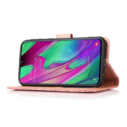 For Samsung Galaxy A40 Skin Feel Embossed Sunflower Horizontal Flip Leather Case with Holder & Card Slots & Wallet & Lanyard(Rose Gold) by buy2fix