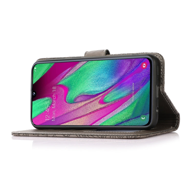 For Samsung Galaxy A40 Skin Feel Embossed Sunflower Horizontal Flip Leather Case with Holder & Card Slots & Wallet & Lanyard(Gray) by buy2fix