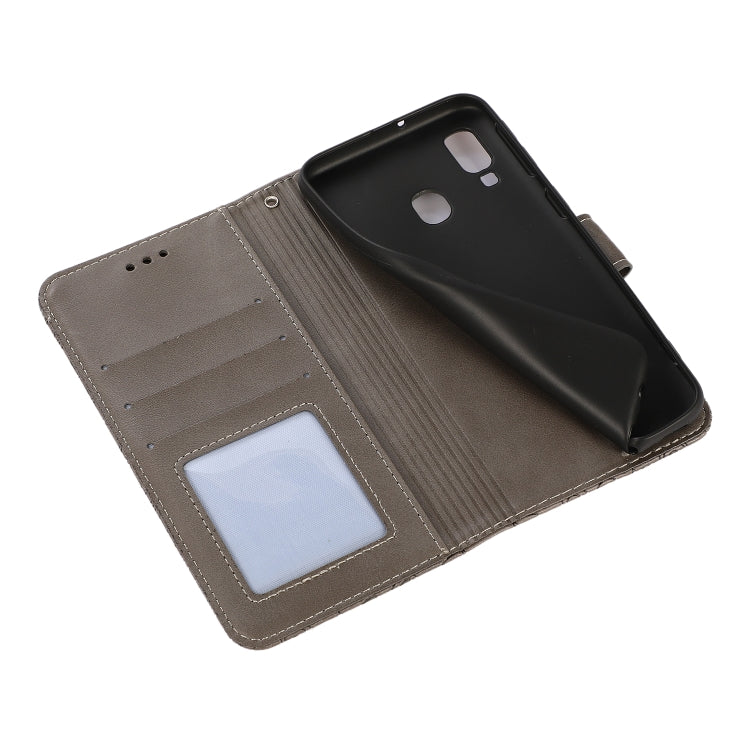 For Samsung Galaxy A40 Skin Feel Embossed Sunflower Horizontal Flip Leather Case with Holder & Card Slots & Wallet & Lanyard(Gray) by buy2fix