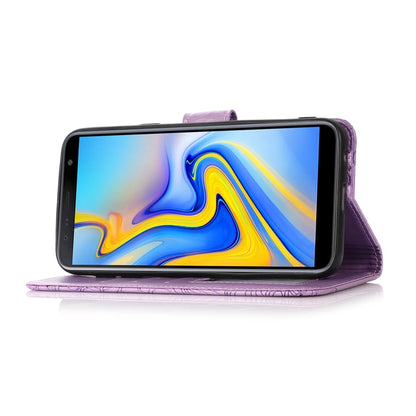 For Samsung Galaxy J6 Skin Feel Embossed Sunflower Horizontal Flip Leather Case with Holder & Card Slots & Wallet & Lanyard(Purple) by buy2fix