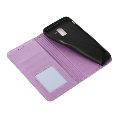 For Samsung Galaxy J6 Skin Feel Embossed Sunflower Horizontal Flip Leather Case with Holder & Card Slots & Wallet & Lanyard(Purple) by buy2fix