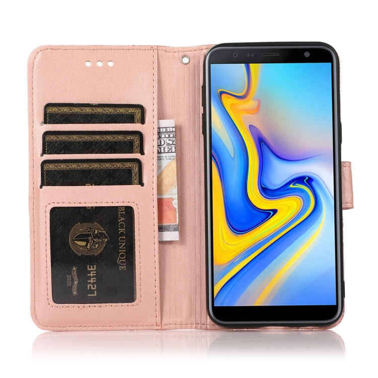 For Samsung Galaxy J6 Skin Feel Embossed Sunflower Horizontal Flip Leather Case with Holder & Card Slots & Wallet & Lanyard(Rose Gold) by buy2fix