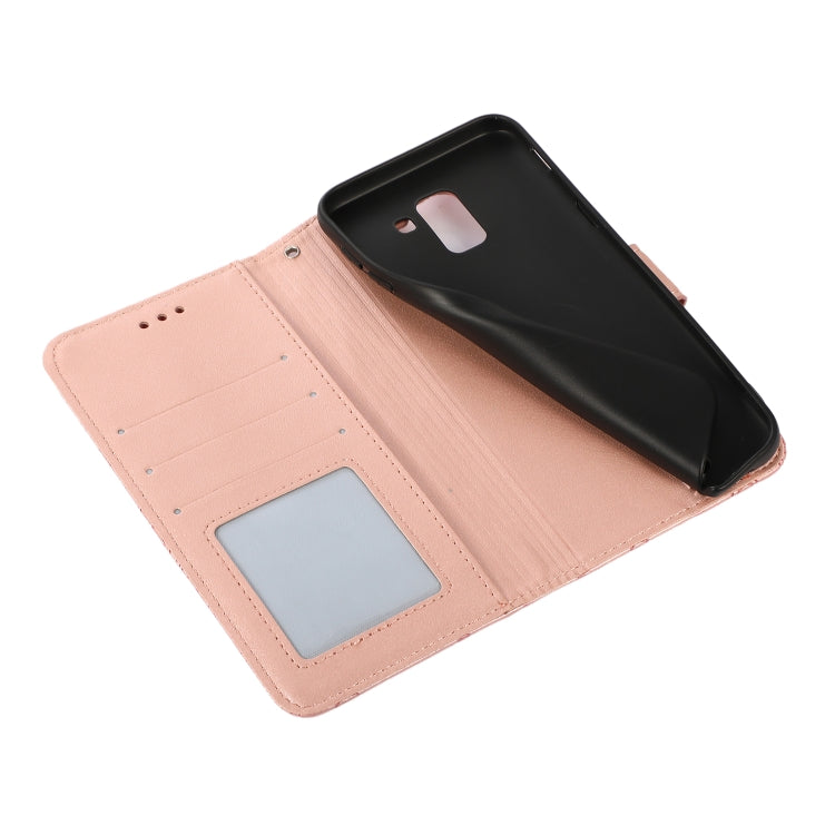 For Samsung Galaxy J6 Skin Feel Embossed Sunflower Horizontal Flip Leather Case with Holder & Card Slots & Wallet & Lanyard(Rose Gold) by buy2fix