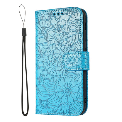 For Samsung Galaxy A5 (2017) Skin Feel Embossed Sunflower Horizontal Flip Leather Case with Holder & Card Slots & Wallet & Lanyard(Blue) by buy2fix