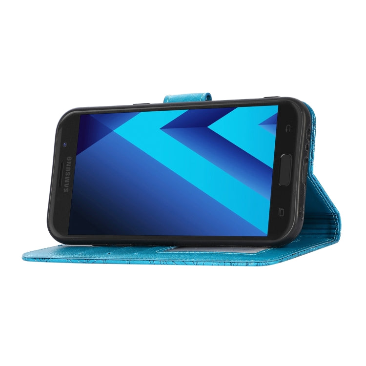 For Samsung Galaxy A5 (2017) Skin Feel Embossed Sunflower Horizontal Flip Leather Case with Holder & Card Slots & Wallet & Lanyard(Blue) by buy2fix