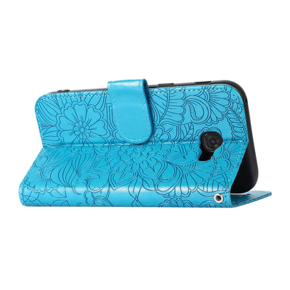 For Samsung Galaxy A5 (2017) Skin Feel Embossed Sunflower Horizontal Flip Leather Case with Holder & Card Slots & Wallet & Lanyard(Blue) by buy2fix