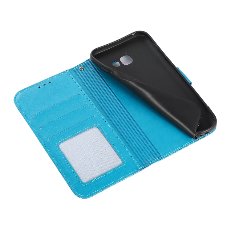 For Samsung Galaxy A5 (2017) Skin Feel Embossed Sunflower Horizontal Flip Leather Case with Holder & Card Slots & Wallet & Lanyard(Blue) by buy2fix