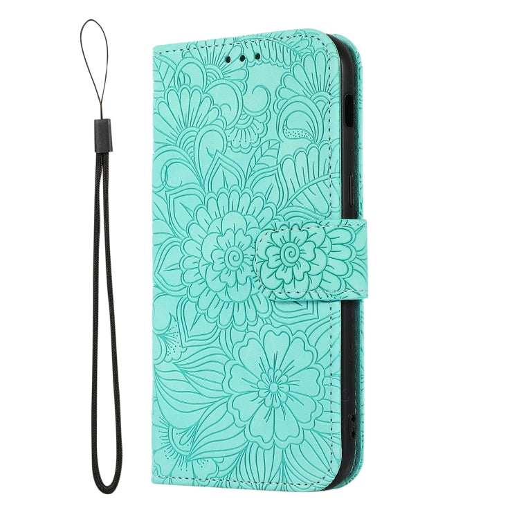 For Samsung Galaxy A5 (2017) Skin Feel Embossed Sunflower Horizontal Flip Leather Case with Holder & Card Slots & Wallet & Lanyard(Green) - Galaxy Phone Cases by buy2fix | Online Shopping UK | buy2fix