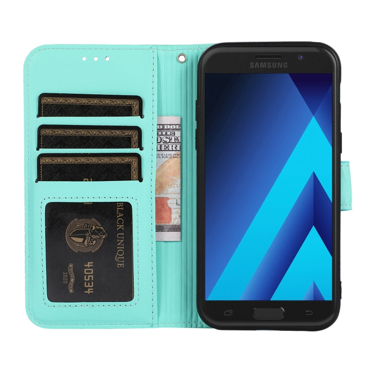 For Samsung Galaxy A5 (2017) Skin Feel Embossed Sunflower Horizontal Flip Leather Case with Holder & Card Slots & Wallet & Lanyard(Green) - Galaxy Phone Cases by buy2fix | Online Shopping UK | buy2fix