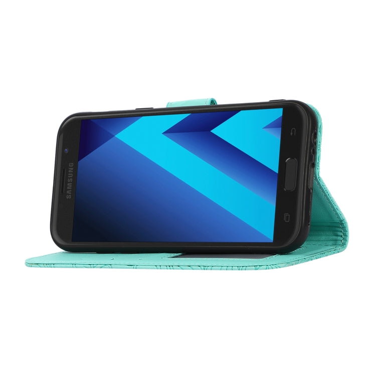 For Samsung Galaxy A5 (2017) Skin Feel Embossed Sunflower Horizontal Flip Leather Case with Holder & Card Slots & Wallet & Lanyard(Green) - Galaxy Phone Cases by buy2fix | Online Shopping UK | buy2fix