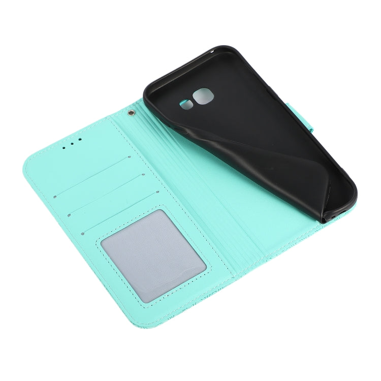 For Samsung Galaxy A5 (2017) Skin Feel Embossed Sunflower Horizontal Flip Leather Case with Holder & Card Slots & Wallet & Lanyard(Green) - Galaxy Phone Cases by buy2fix | Online Shopping UK | buy2fix
