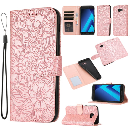 For Samsung Galaxy A5 (2017) Skin Feel Embossed Sunflower Horizontal Flip Leather Case with Holder & Card Slots & Wallet & Lanyard(Rose Gold) by buy2fix