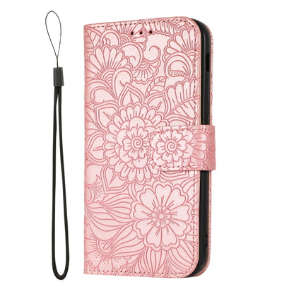 For Samsung Galaxy A5 (2017) Skin Feel Embossed Sunflower Horizontal Flip Leather Case with Holder & Card Slots & Wallet & Lanyard(Rose Gold) by buy2fix