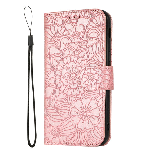 For Samsung Galaxy A5 (2017) Skin Feel Embossed Sunflower Horizontal Flip Leather Case with Holder & Card Slots & Wallet & Lanyard(Rose Gold) by buy2fix