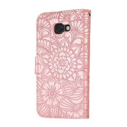 For Samsung Galaxy A5 (2017) Skin Feel Embossed Sunflower Horizontal Flip Leather Case with Holder & Card Slots & Wallet & Lanyard(Rose Gold) by buy2fix