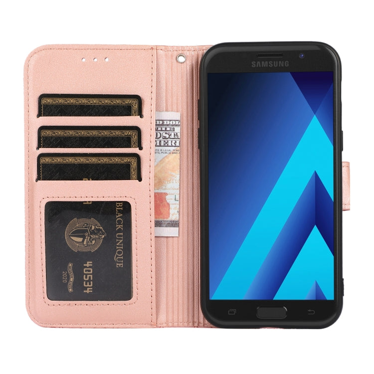 For Samsung Galaxy A5 (2017) Skin Feel Embossed Sunflower Horizontal Flip Leather Case with Holder & Card Slots & Wallet & Lanyard(Rose Gold) by buy2fix