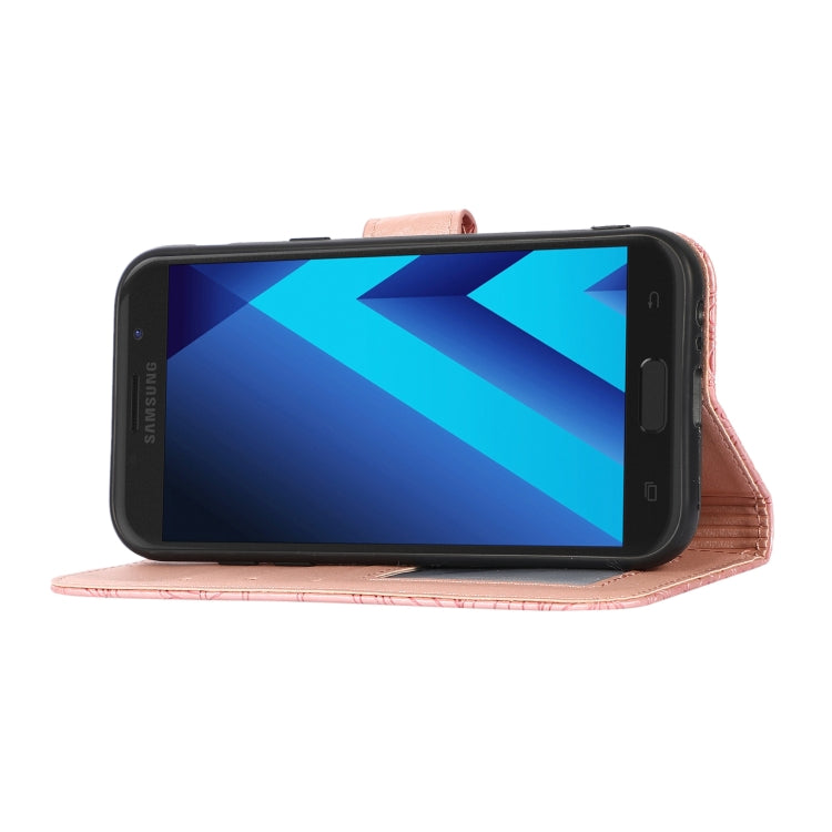 For Samsung Galaxy A5 (2017) Skin Feel Embossed Sunflower Horizontal Flip Leather Case with Holder & Card Slots & Wallet & Lanyard(Rose Gold) by buy2fix