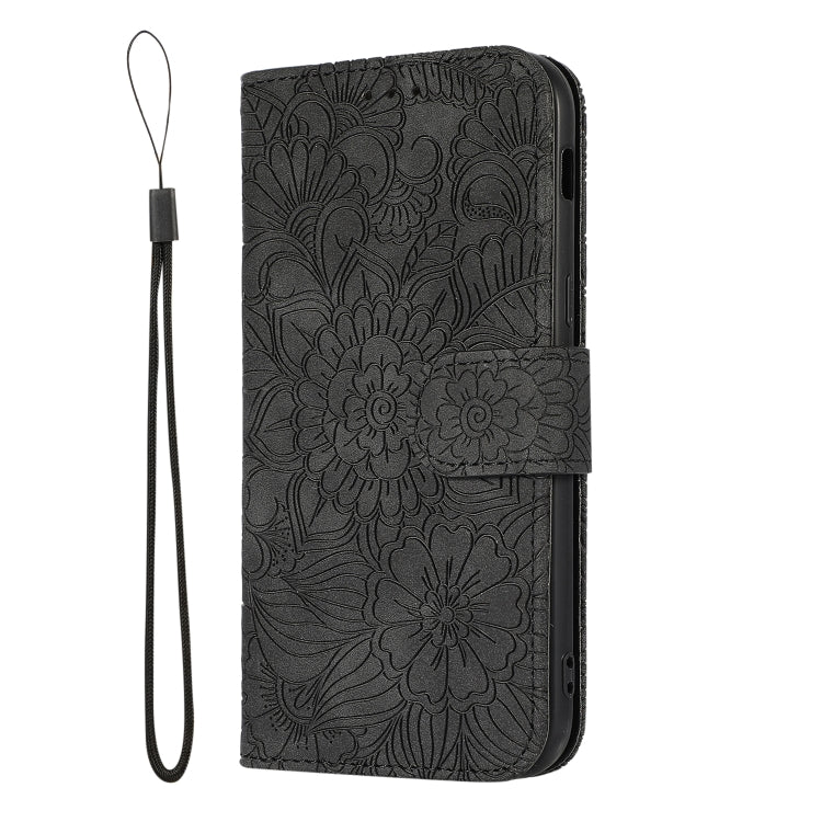 For Samsung Galaxy A5 (2017) Skin Feel Embossed Sunflower Horizontal Flip Leather Case with Holder & Card Slots & Wallet & Lanyard(Black) by buy2fix