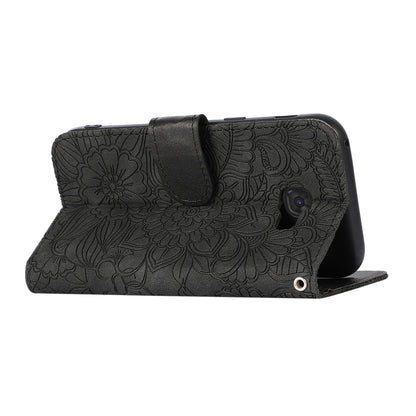 For Samsung Galaxy A5 (2017) Skin Feel Embossed Sunflower Horizontal Flip Leather Case with Holder & Card Slots & Wallet & Lanyard(Black) by buy2fix