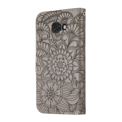 For Samsung Galaxy A5 (2017) Skin Feel Embossed Sunflower Horizontal Flip Leather Case with Holder & Card Slots & Wallet & Lanyard(Gray) by buy2fix
