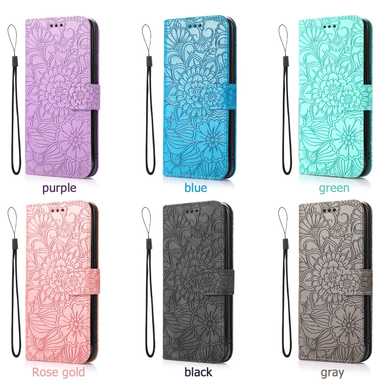For Samsung Galaxy A5 (2017) Skin Feel Embossed Sunflower Horizontal Flip Leather Case with Holder & Card Slots & Wallet & Lanyard(Green) - Galaxy Phone Cases by buy2fix | Online Shopping UK | buy2fix
