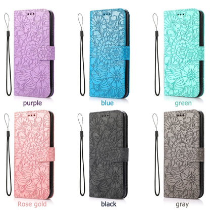 For Samsung Galaxy A5 (2017) Skin Feel Embossed Sunflower Horizontal Flip Leather Case with Holder & Card Slots & Wallet & Lanyard(Green) - Galaxy Phone Cases by buy2fix | Online Shopping UK | buy2fix