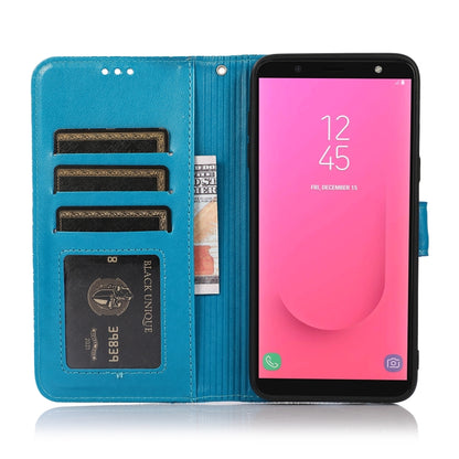 For Samsung Galaxy J8 Skin Feel Embossed Sunflower Horizontal Flip Leather Case with Holder & Card Slots & Wallet & Lanyard(Blue) by buy2fix