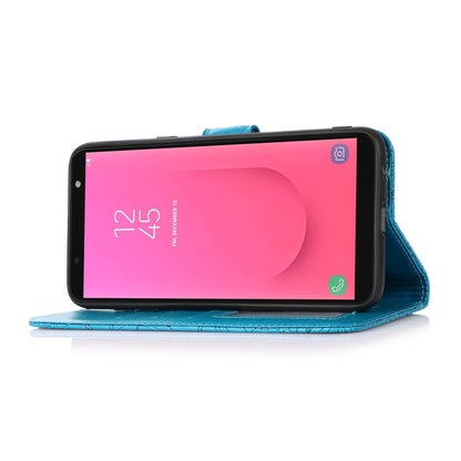 For Samsung Galaxy J8 Skin Feel Embossed Sunflower Horizontal Flip Leather Case with Holder & Card Slots & Wallet & Lanyard(Blue) by buy2fix