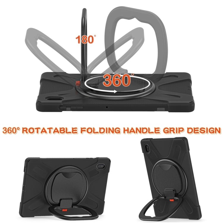 For Samsung Galaxy Tab S7 FE T730 Silicone + PC Protective Case with Holder & Shoulder Strap(Black+Black) - Other Galaxy Tab PC by buy2fix | Online Shopping UK | buy2fix