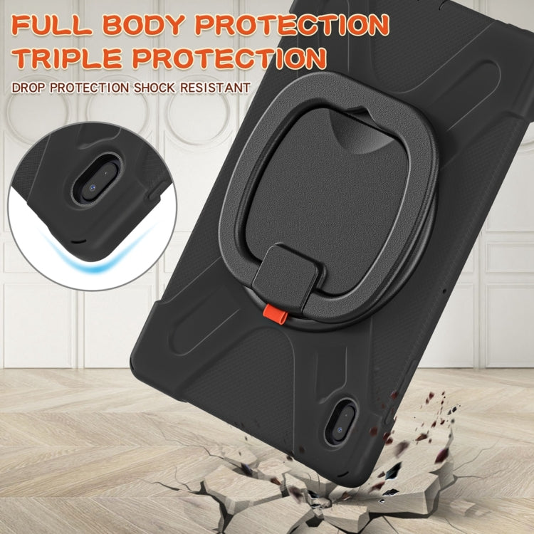 For Samsung Galaxy Tab S7 FE T730 Silicone + PC Protective Case with Holder & Shoulder Strap(Black+Black) - Other Galaxy Tab PC by buy2fix | Online Shopping UK | buy2fix