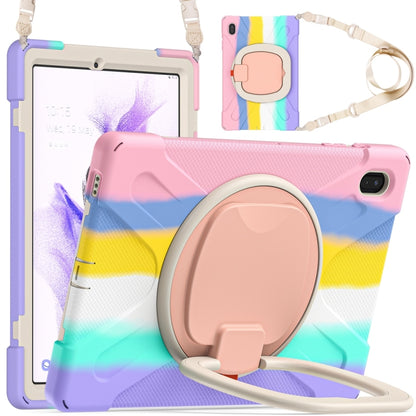 For Samsung Galaxy Tab S7 FE T730 Silicone + PC Protective Case with Holder & Shoulder Strap(Colorful Pink) - Other Galaxy Tab PC by buy2fix | Online Shopping UK | buy2fix
