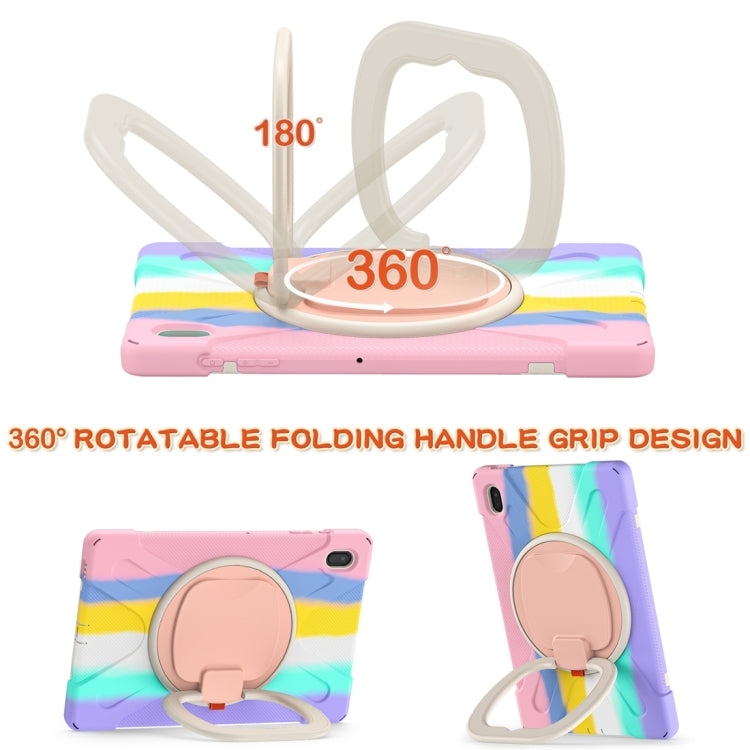 For Samsung Galaxy Tab S7 FE T730 Silicone + PC Protective Case with Holder & Shoulder Strap(Colorful Pink) - Other Galaxy Tab PC by buy2fix | Online Shopping UK | buy2fix