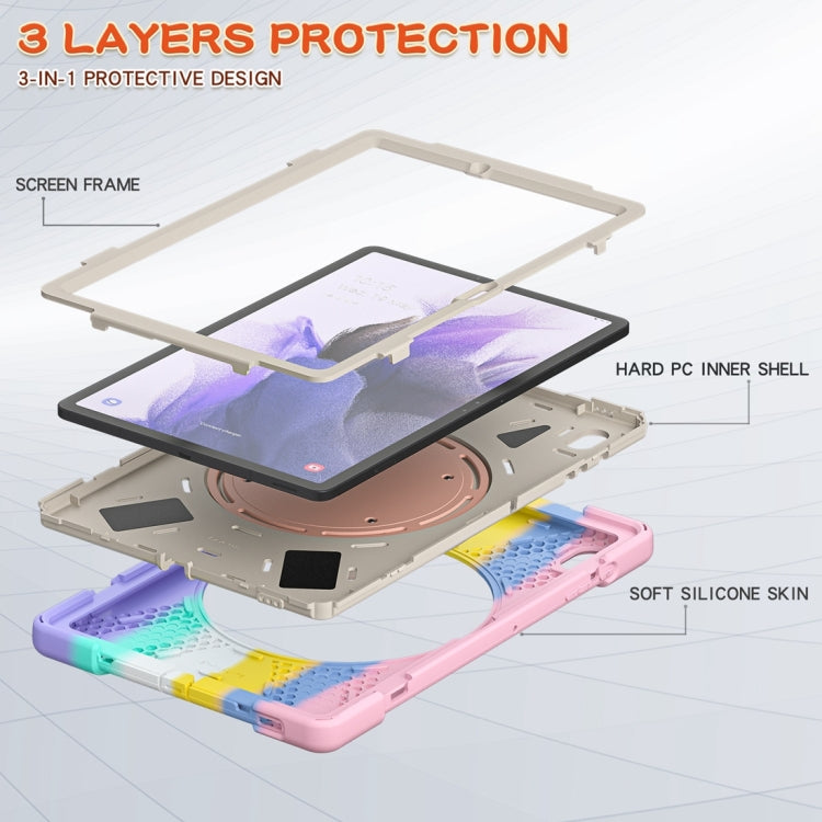 For Samsung Galaxy Tab S7 FE T730 Silicone + PC Protective Case with Holder & Shoulder Strap(Colorful Pink) - Other Galaxy Tab PC by buy2fix | Online Shopping UK | buy2fix