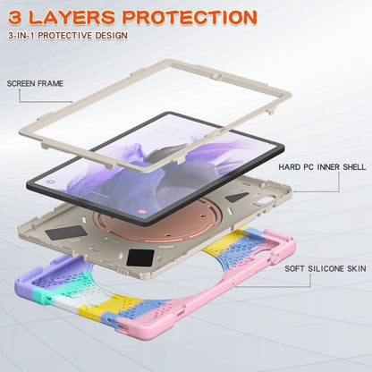 For Samsung Galaxy Tab S7 FE T730 Silicone + PC Protective Case with Holder & Shoulder Strap(Colorful Pink) - Other Galaxy Tab PC by buy2fix | Online Shopping UK | buy2fix