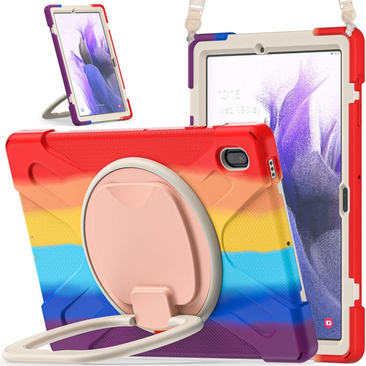 For Samsung Galaxy Tab S7 FE T730 Silicone + PC Protective Case with Holder & Shoulder Strap(Colorful Red) - Other Galaxy Tab PC by buy2fix | Online Shopping UK | buy2fix