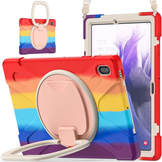 For Samsung Galaxy Tab S7 FE T730 Silicone + PC Protective Case with Holder & Shoulder Strap(Colorful Red) - Other Galaxy Tab PC by buy2fix | Online Shopping UK | buy2fix