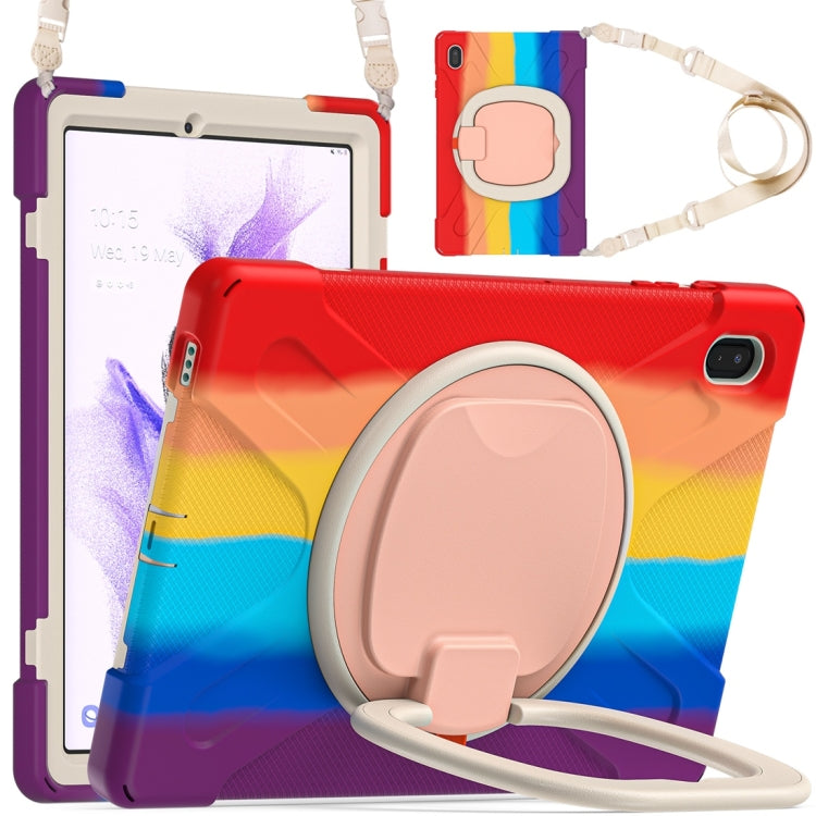 For Samsung Galaxy Tab S7 FE T730 Silicone + PC Protective Case with Holder & Shoulder Strap(Colorful Red) - Other Galaxy Tab PC by buy2fix | Online Shopping UK | buy2fix