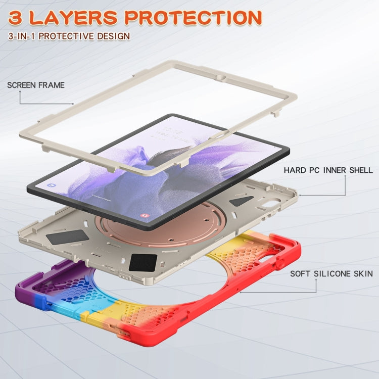 For Samsung Galaxy Tab S7 FE T730 Silicone + PC Protective Case with Holder & Shoulder Strap(Colorful Red) - Other Galaxy Tab PC by buy2fix | Online Shopping UK | buy2fix