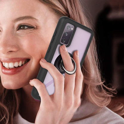 For Samsung Galaxy S20 FE 4G / 5G Starry Sky Solid Color Series Shockproof PC + TPU Protective Case with Ring Holder & Magnetic Function(Black) by buy2fix