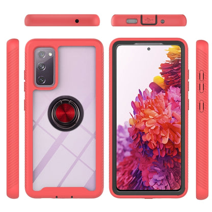 For Samsung Galaxy S20 FE 4G / 5G Starry Sky Solid Color Series Shockproof PC + TPU Protective Case with Ring Holder & Magnetic Function(Red) by buy2fix