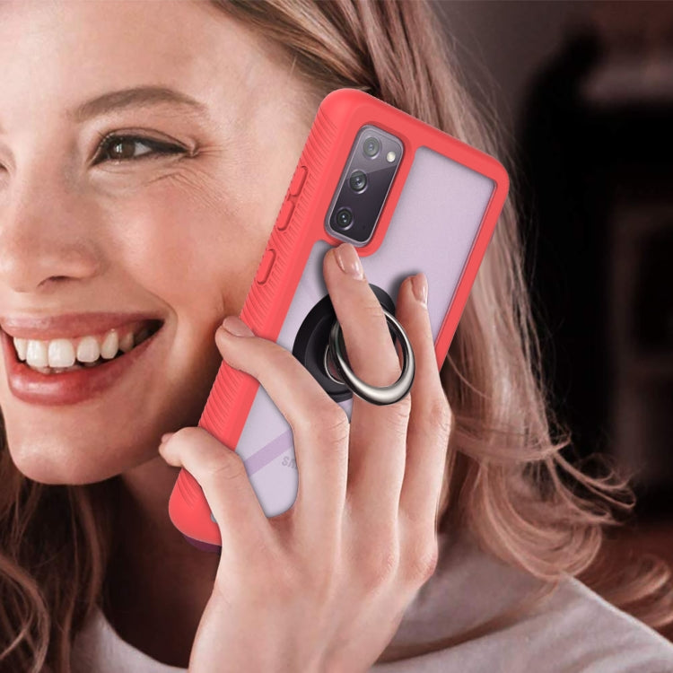 For Samsung Galaxy S20 FE 4G / 5G Starry Sky Solid Color Series Shockproof PC + TPU Protective Case with Ring Holder & Magnetic Function(Red) by buy2fix